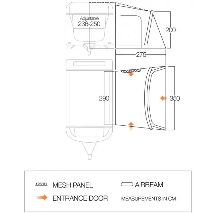 Campasist Air280K Easy 2.8Mt Karavan Havalı Kapalı Çadır. Tente - 280x280x235