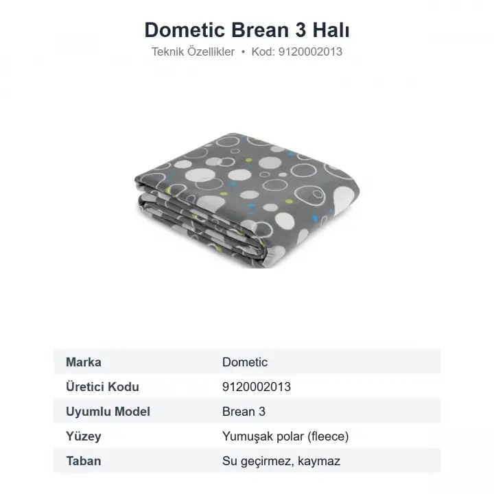 Dometic Brean 3 Çadır Halısı Fleece Polarlı Ölçüsüne Özel (9120002013)