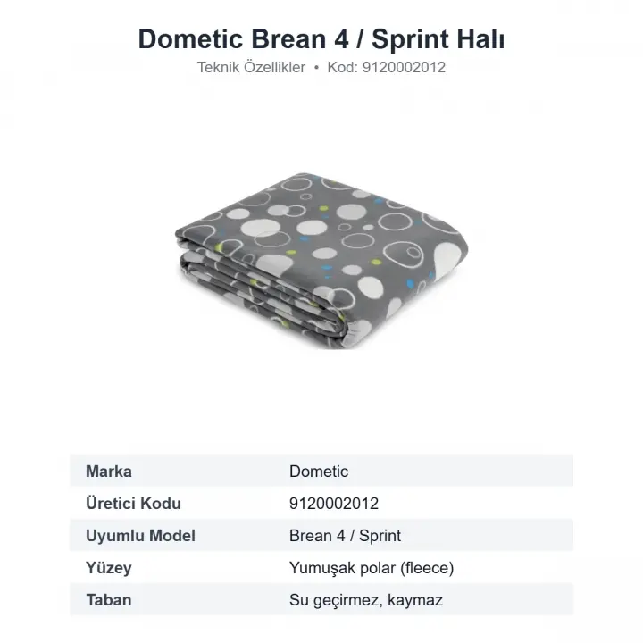 Dometic Brean 4 / Sprint Çadır Halısı Fleece Polarlı Ölçüsüne Özel (9120002012)