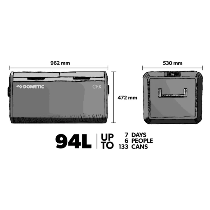 Dometic CFX3 95DZ 12/24/220V 93L Çift Bölgeli Kompresör Soğutma/Dondurucu