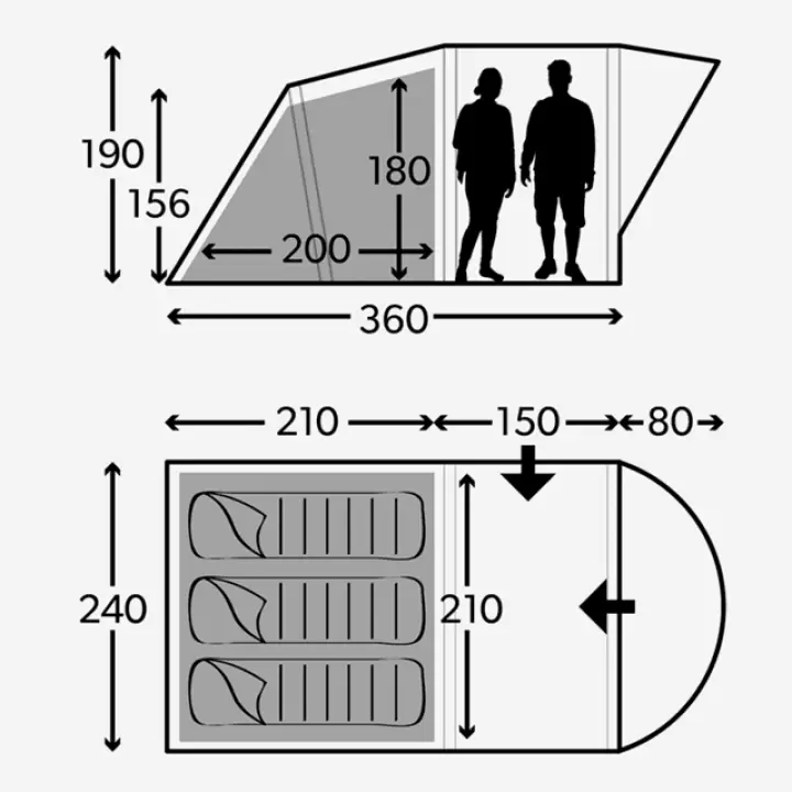 Dometic Kampa Brean 3 AIR 3 Kişilik Şişme Havalı Kamp Çadırı