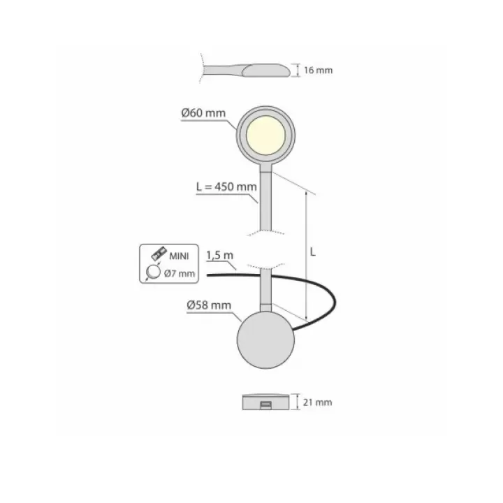 Dometic L80TM USB Şarj özellikli 10-15V Dokunmatik Karavan Kitap Okuma Lambası