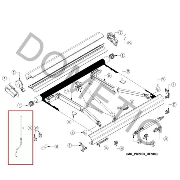 Dometic No.30 Kasetli Tente Yedek Krank Mafsal Kolu