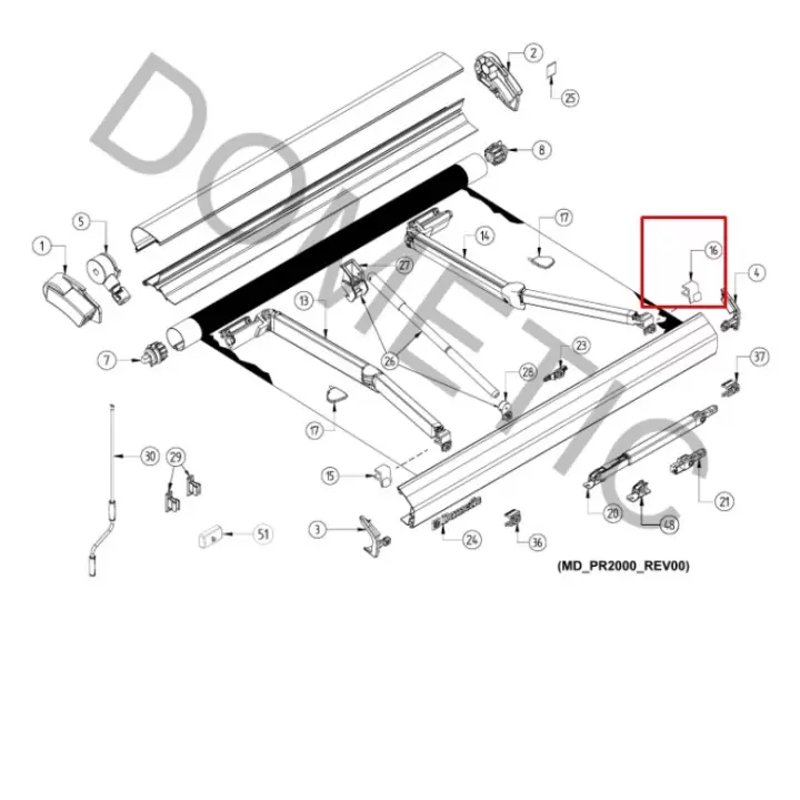 Dometic PW1100/PR2000 Left No.16 Part.4453000881 Tente Yedek Parçası