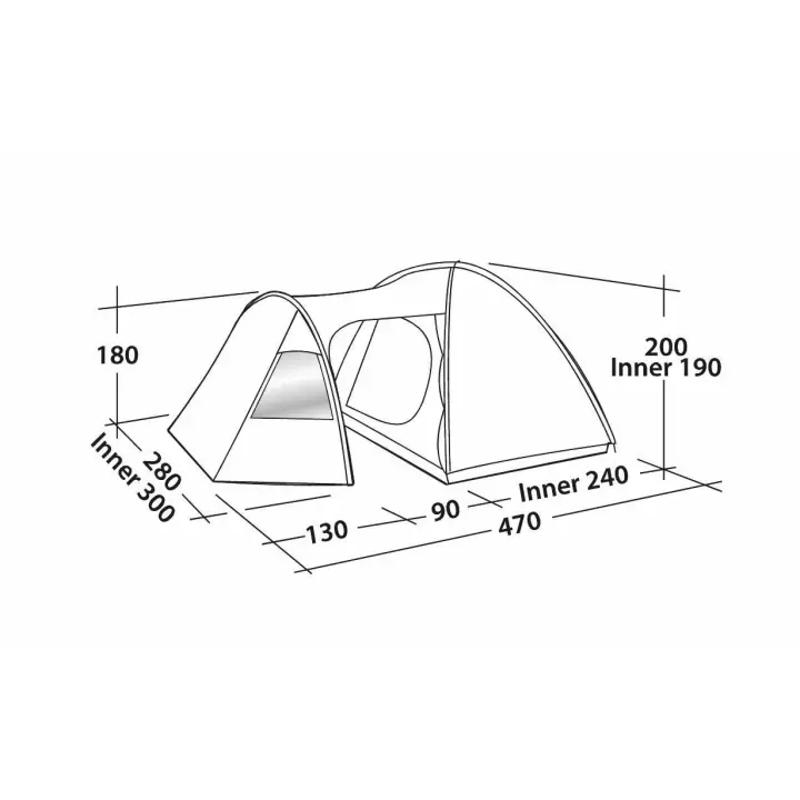 Easy Camp Eclipse 500 Rustic Green Blackroom 13M² & 5 Kişilik Yüksek Aile Çadırı