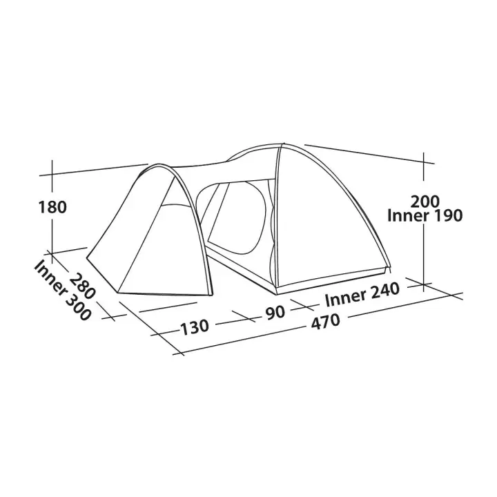 Easy Camp Messina 500 Blackroom 14M² & 5 Kişilik Yüksek Aile Çadırı