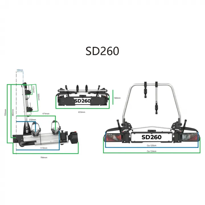 Enduro SD260 Sürgülü Sistem Motokaravan Bisiklet Taşıyıcı (Fiat Ducato & Panelvan Uyumlu)