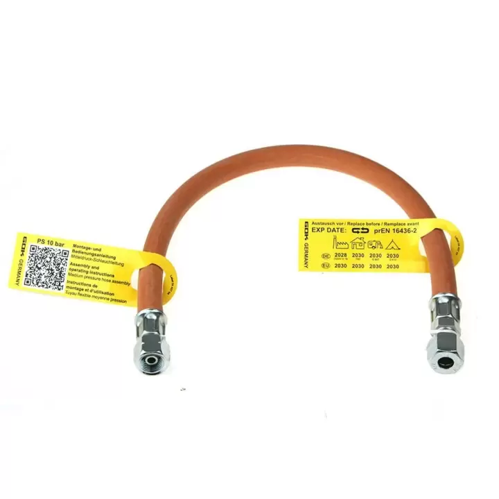 GOK G1/4 - CF8 100cm 8mm Bakır Boru Bağlantılı 10 Bar Gaz Hortumu