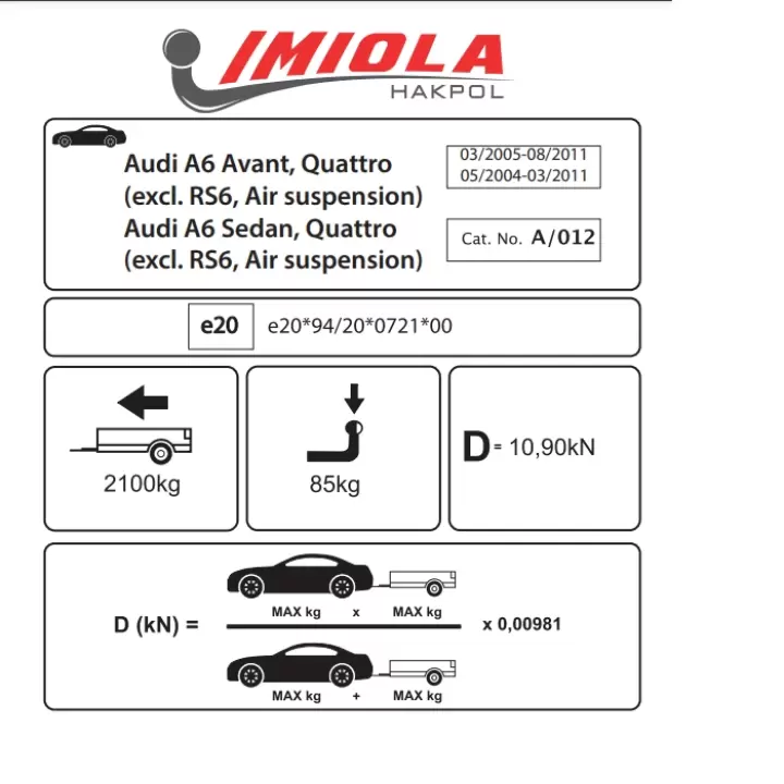 Hakpol - Audi A6 4D, Sedan, Avant, Quattro 2004 ve Sonrası Çeki Demiri