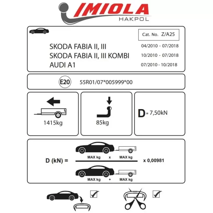 Hakpol -Skoda Fabia III Estate 11/2014 - 10/2018 Arası Çeki Demiri