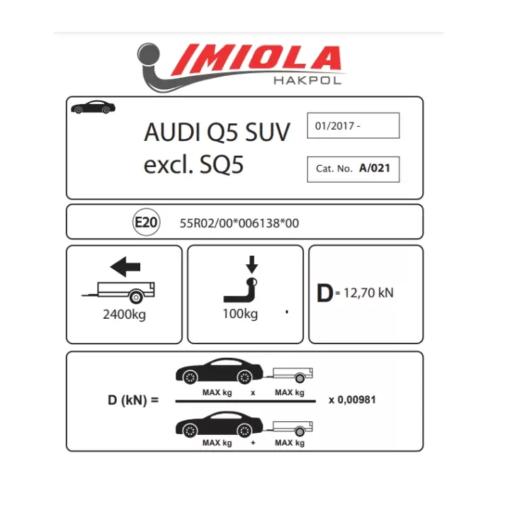 Hakpol -Audi Q5 2017 Ve Sonrası Çeki Demiri