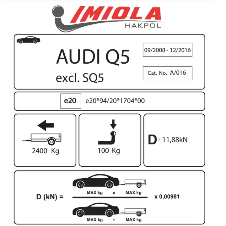 Hakpol - Audi Q5 8R 2008 ve Sonrası Çeki Demiri