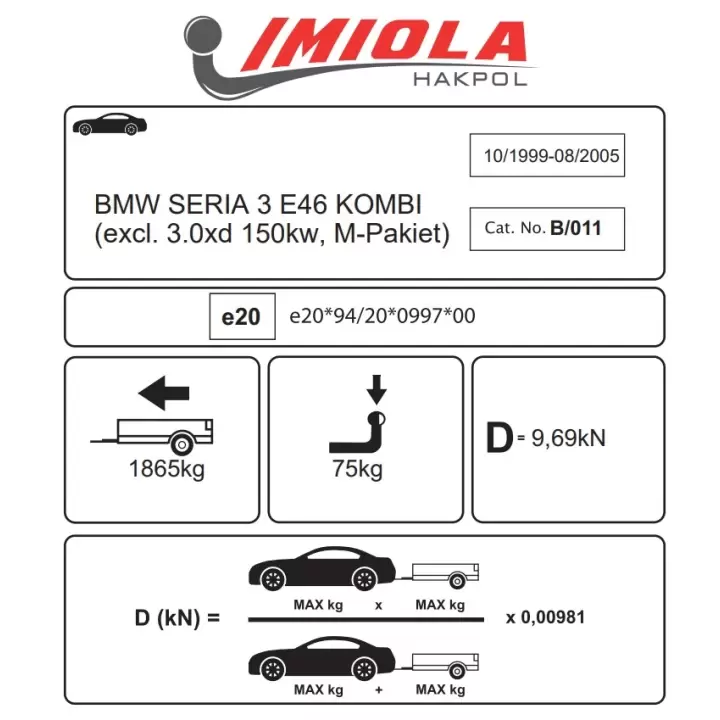 Hakpol - BMW 3 Serisi E 46 Estate 1998 - 2005 Çeki Demiri