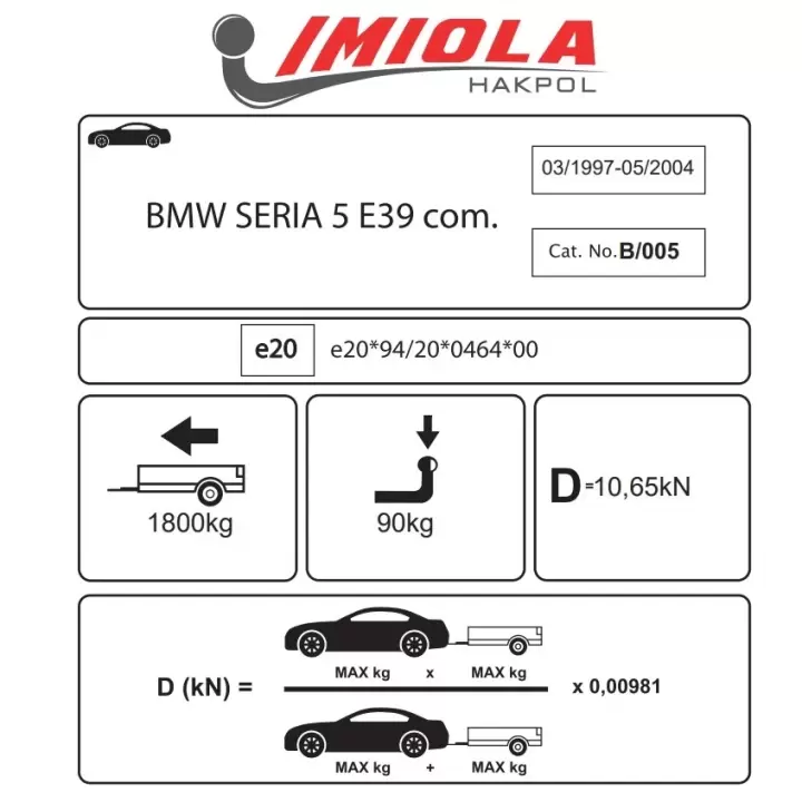 Hakpol - BMW 5 Serisi E 39 Estate 1997- 2004 Çeki Demiri