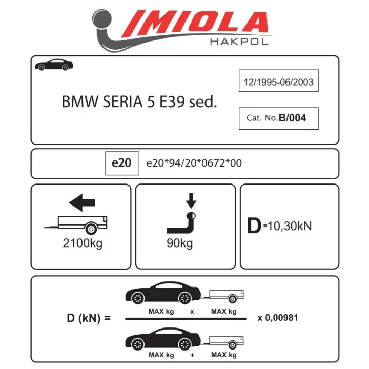 Hakpol - BMW 5 Serisi E 39 Sedan 1995 - 2003 Çeki Demiri