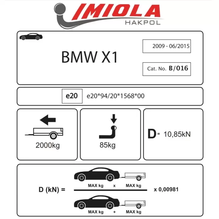 Hakpol - BMW X1 E84 2009 - 2015 Çeki Demiri