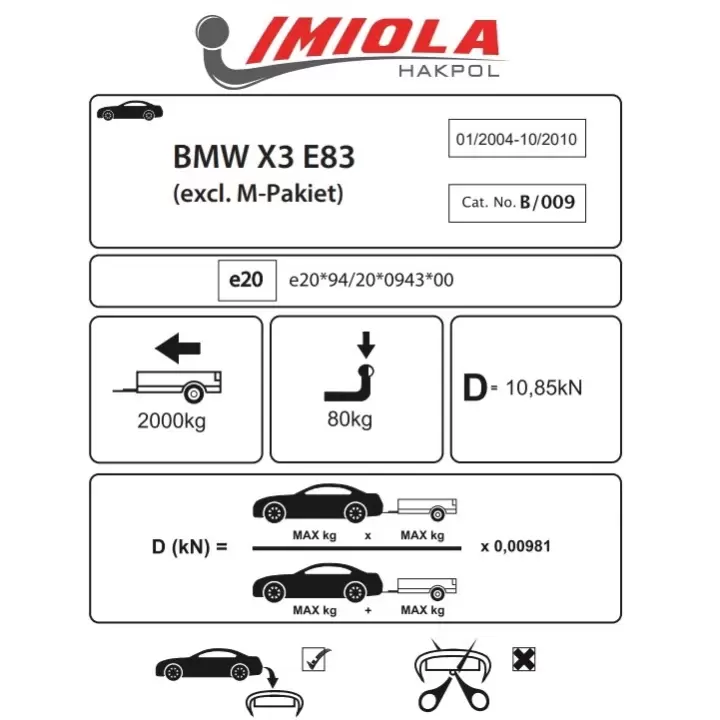 Hakpol - BMW X3 E83 2004 - 2011 Çeki Demiri