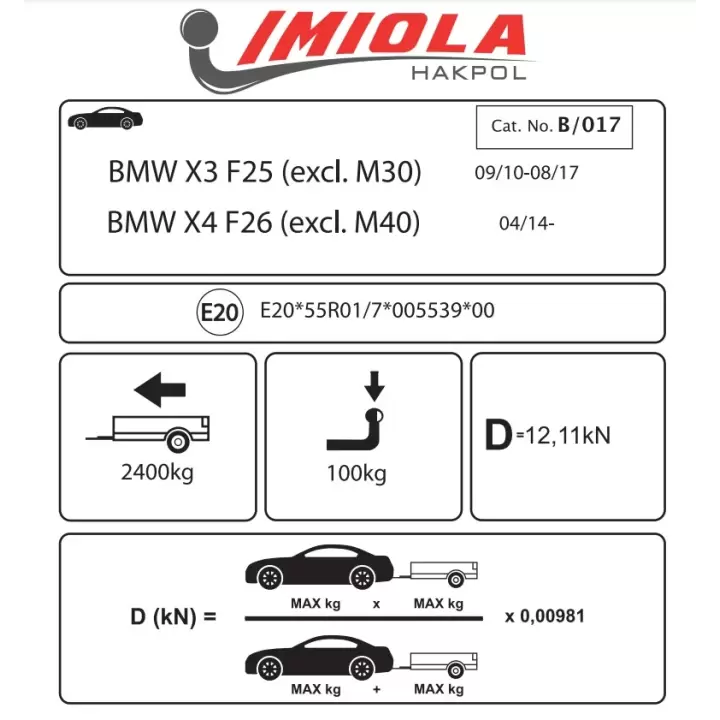 Hakpol - BMW X3 F25 2010 - 2017 Çeki Demiri