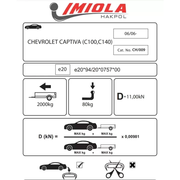 Hakpol - Chevrolet Captiva 2006 Ve Sonrası Çeki Demiri