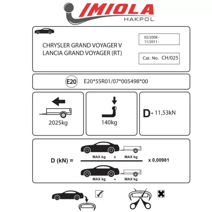 Hakpol - Chrysler Grand Voyager 2008 Ve Sonrası Çeki Demiri