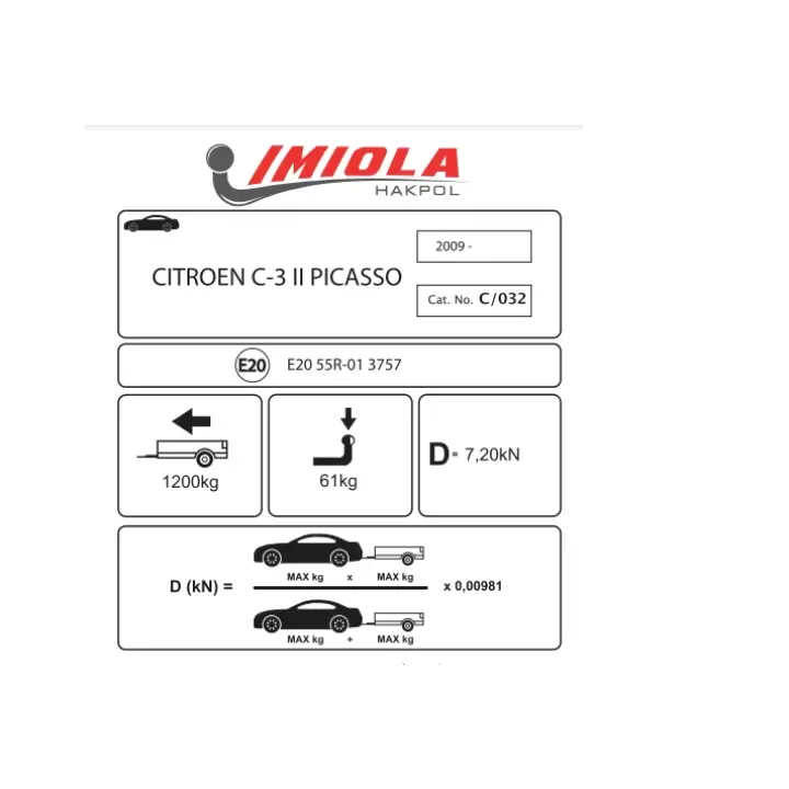 Hakpol - Citroen C-3 Picasso 02/2009 - 09/2017 Arası Çeki Demiri