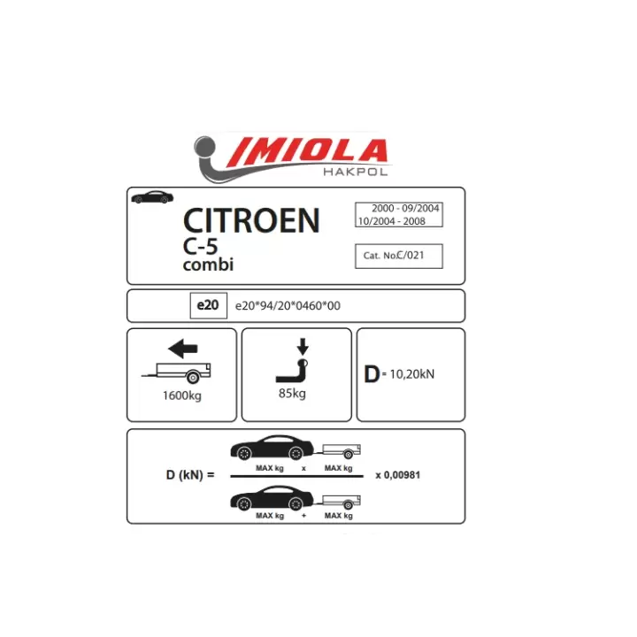 Hakpol - Citroen C-5 Station Wagon  2000-12/2004 Arası Çeki demiri