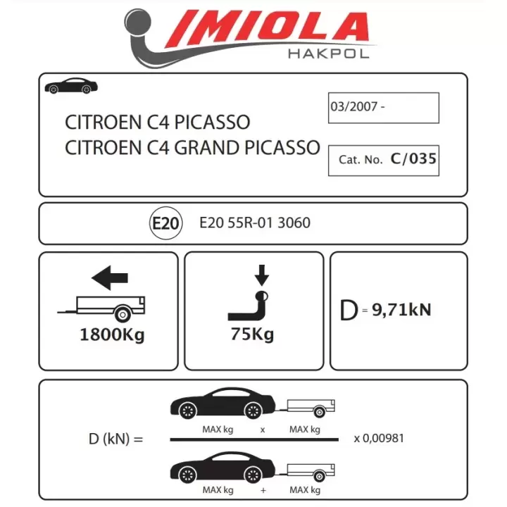 Hakpol - Citroen C4 Picasso, Grand 2007 ve Sonrası Çeki Demiri