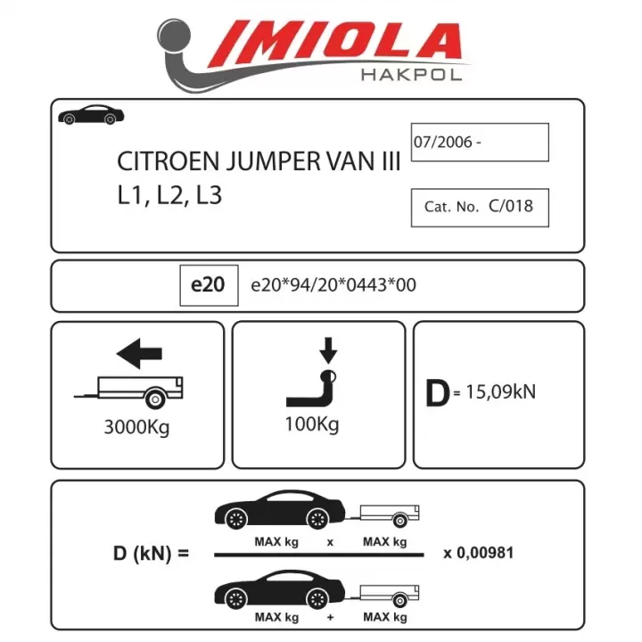 Hakpol - Citroen Jumper 3 Van L1,L2,L3 2006 ve Sonrası Çeki Demiri