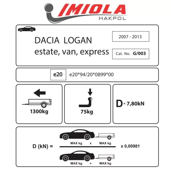 Hakpol - Dacia Logan Estate 2007 ve Sonrası Çeki Demiri