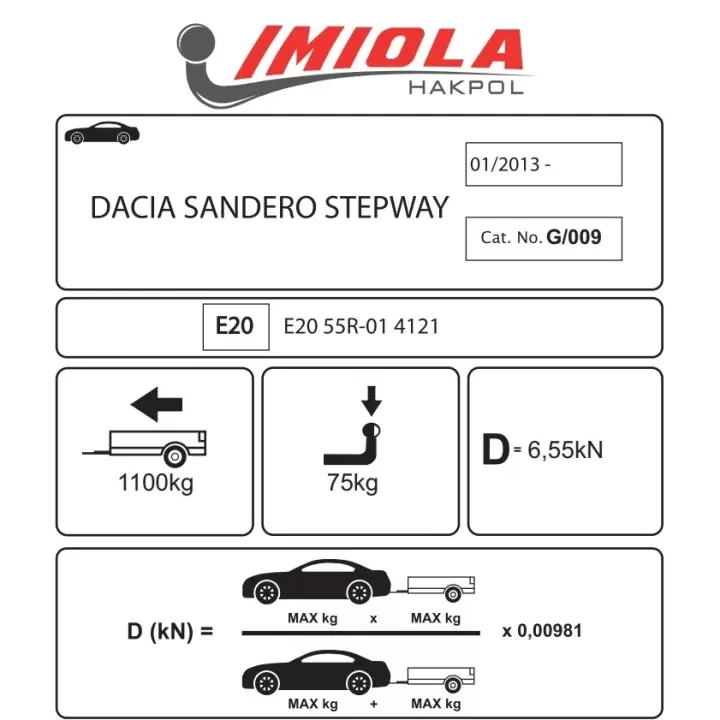 Hakpol - Dacia Sandero Stepway 2013 ve Sonrası Çeki Demiri