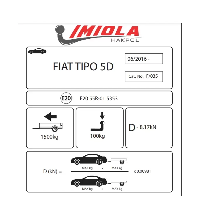 Hakpol Fiat Tipo 5D 06/2016 Ve Sonrası Çeki Demiri