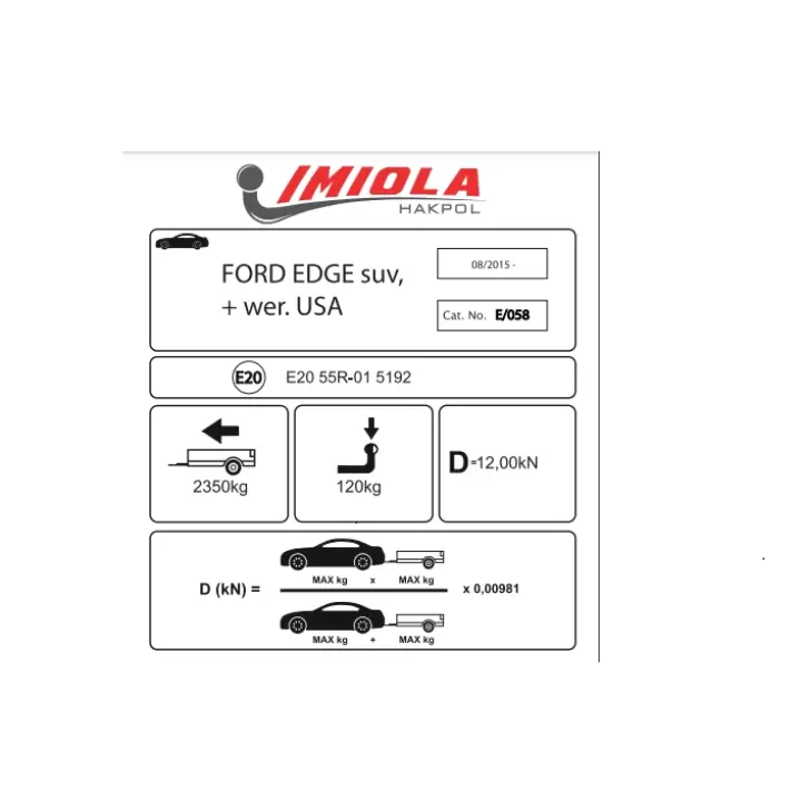 Hakpol Ford Edge 08/2015 Ve Sonrası Çeki Demiri