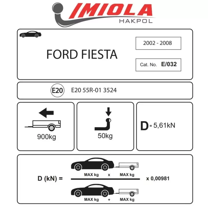 Hakpol - Ford Fiesta Hatchback 2002-2008 Çeki Demiri