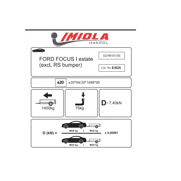 Hakpol Ford Focus Estate I  1998-2004 Çeki Demiri