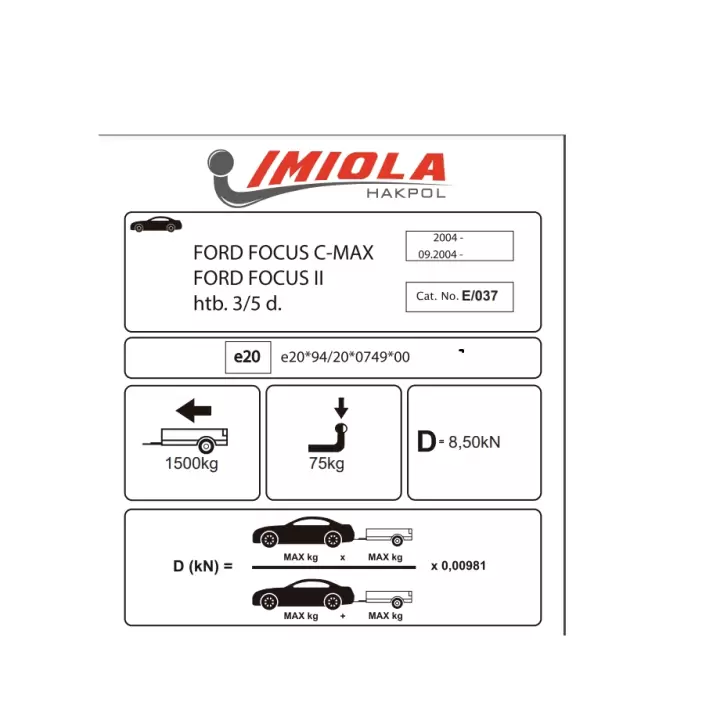 Hakpol Ford C-Max 02/2007-09/2010 Çeki Demiri