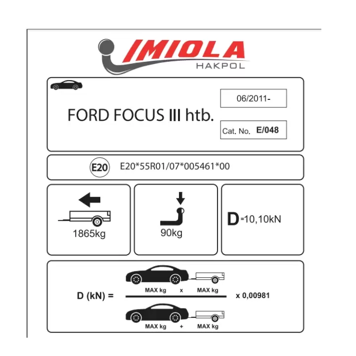 Hakpol Ford Focus III Hatchback 06/2011 Ve Sonrası Çeki Demiri