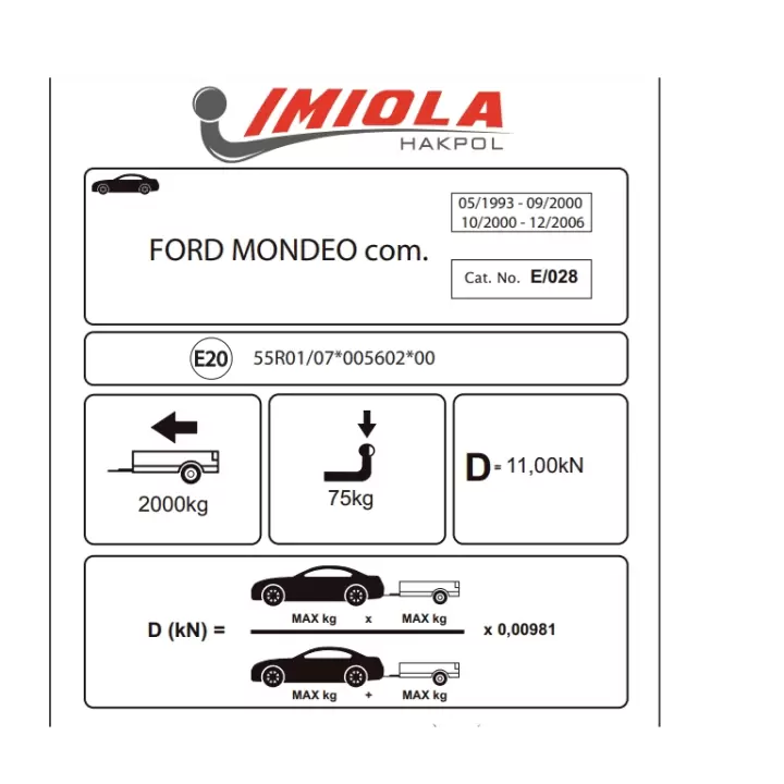 Hakpol Ford Mondeo Estate  05/1993-09/2000Çeki Demiri