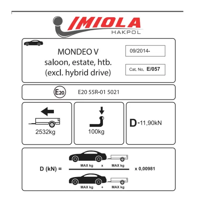 Hakpol - Ford Mondeo Estate  2014 Ve Sonrası Çeki Demiri