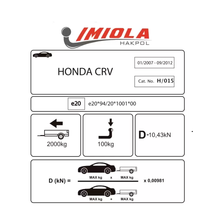 Hakpol - Honda CRV 01/2007 - 09/2012 Çeki Demiri