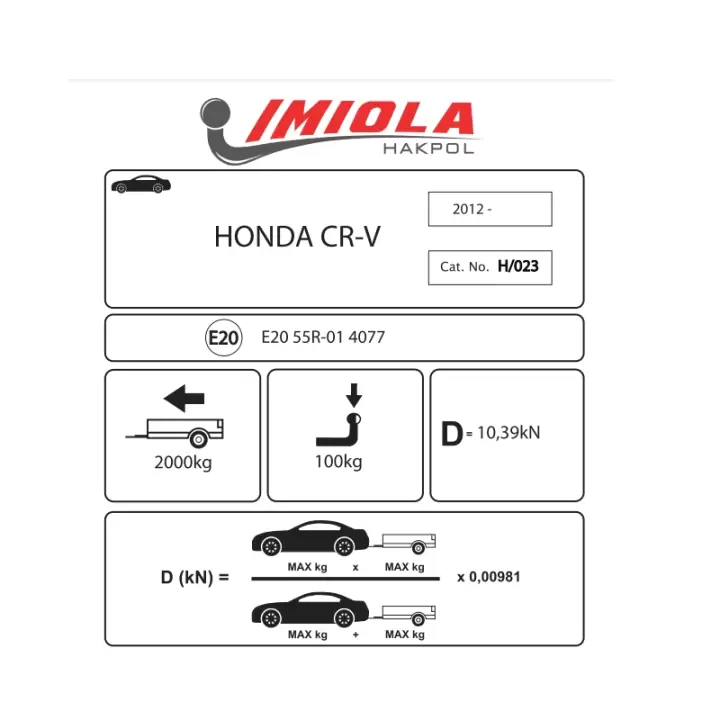 Hakpol - Honda CRV 11/2012 - 08/2018 Çeki Demiri