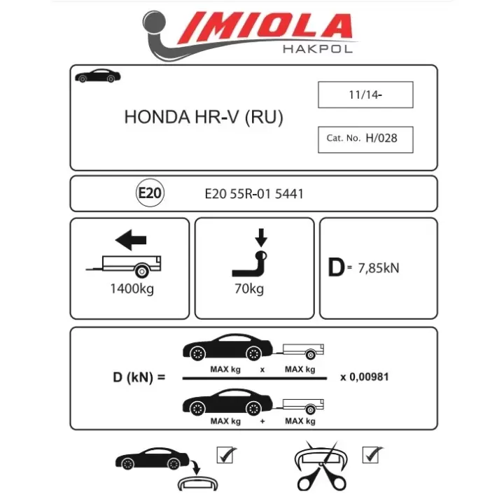 Hakpol - Honda HR-V 5 Kapılı 2015 Ve Sonrası Çeki Demiri