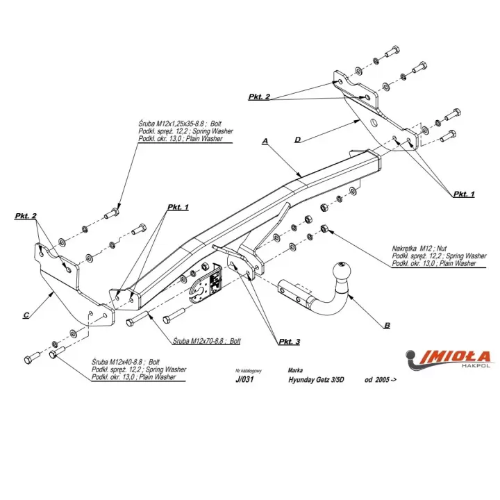 Hakpol - Hyundai Getz 3/5D 11/2005 - 03/2009 Arası Çeki Demiri