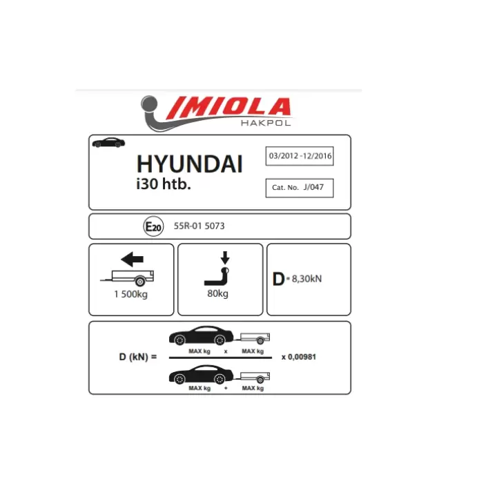 Hakpol - Hyundai i20 01/2014 - 2018 arası Çeki Demiri