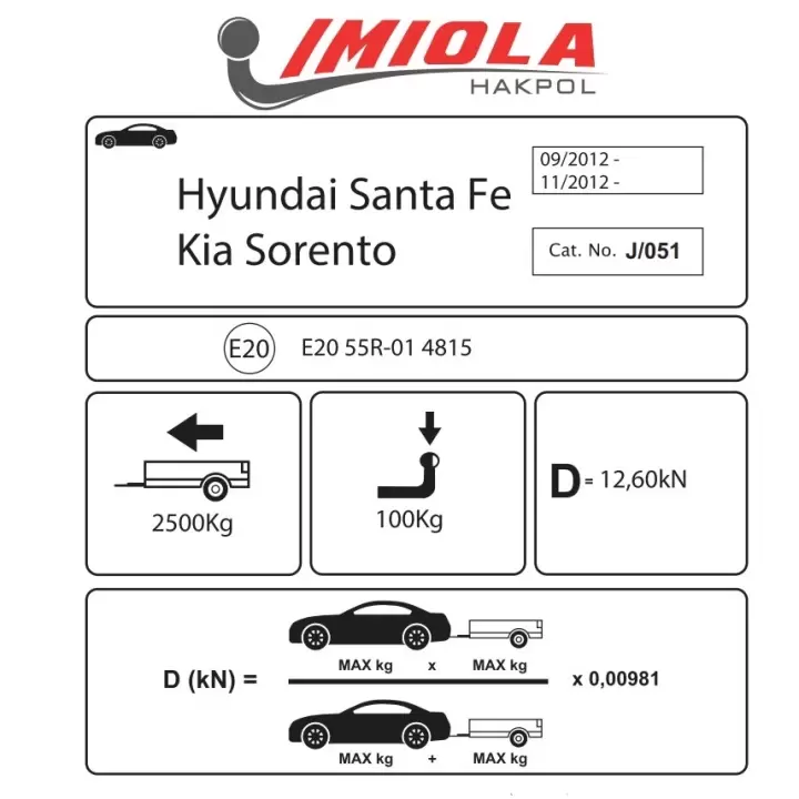 Hakpol - Hyundai Santa Fe 09/2012 - 06/2018 Sonrası Çeki Demiri