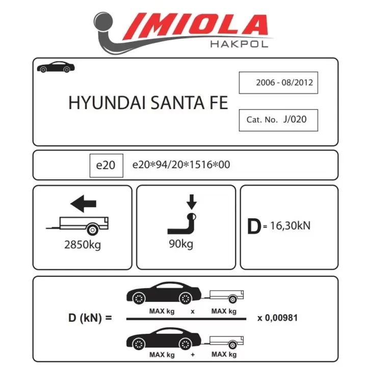 Hakpol - Hyundai Santa Fe 2006 ve Sonrası Çeki Demiri