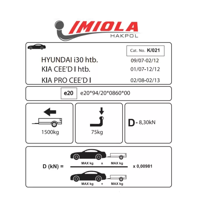 Hakpol - Kia Cee&#39;d Hatcback 2006 Ve Sonrası Çeki Demiri