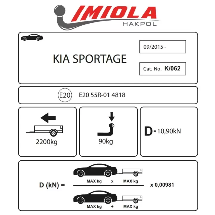 Hakpol - Kia Sportage 09/2015 - 07/2018 Arası Çeki Demiri