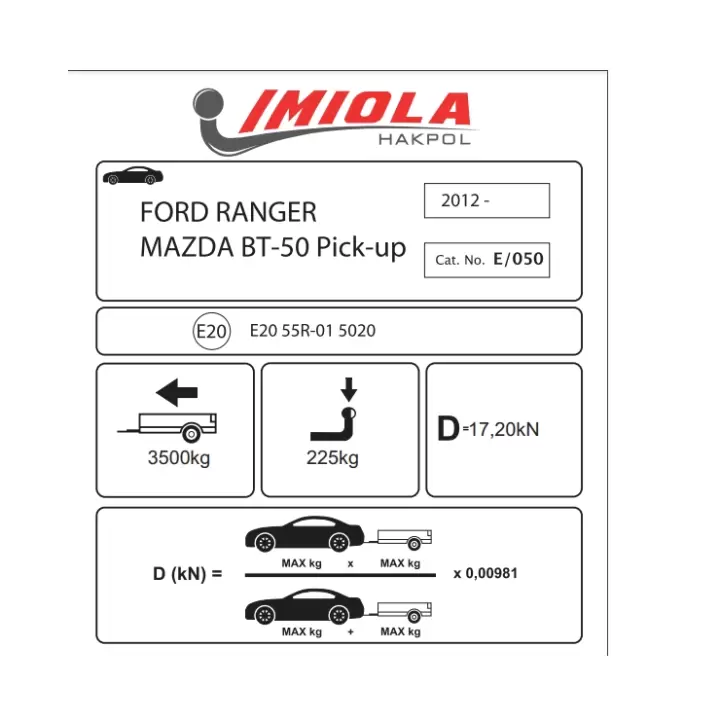 Hakpol - Ford Ranger. Wiltrak. Pick-Up 2012-2022 Çeki Demiri