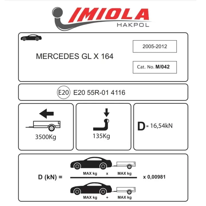 Hakpol Mercedes GL (X166) (AMG hariç) 11/2012 - 10/2015 arası Çeki Demiri