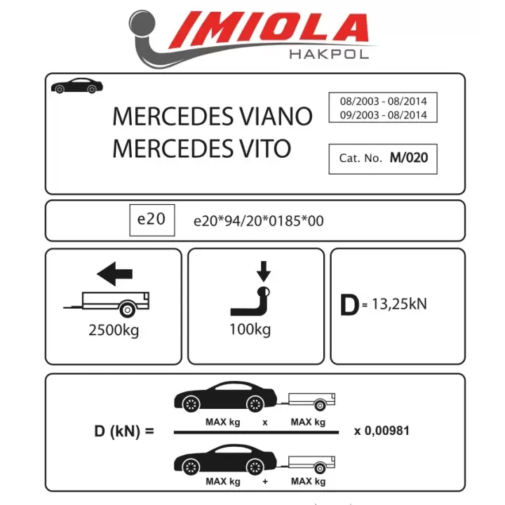 Hakpol - Mercedes Vito Without PDC 09/2003 - 08/2014 Arası Çeki Demiri